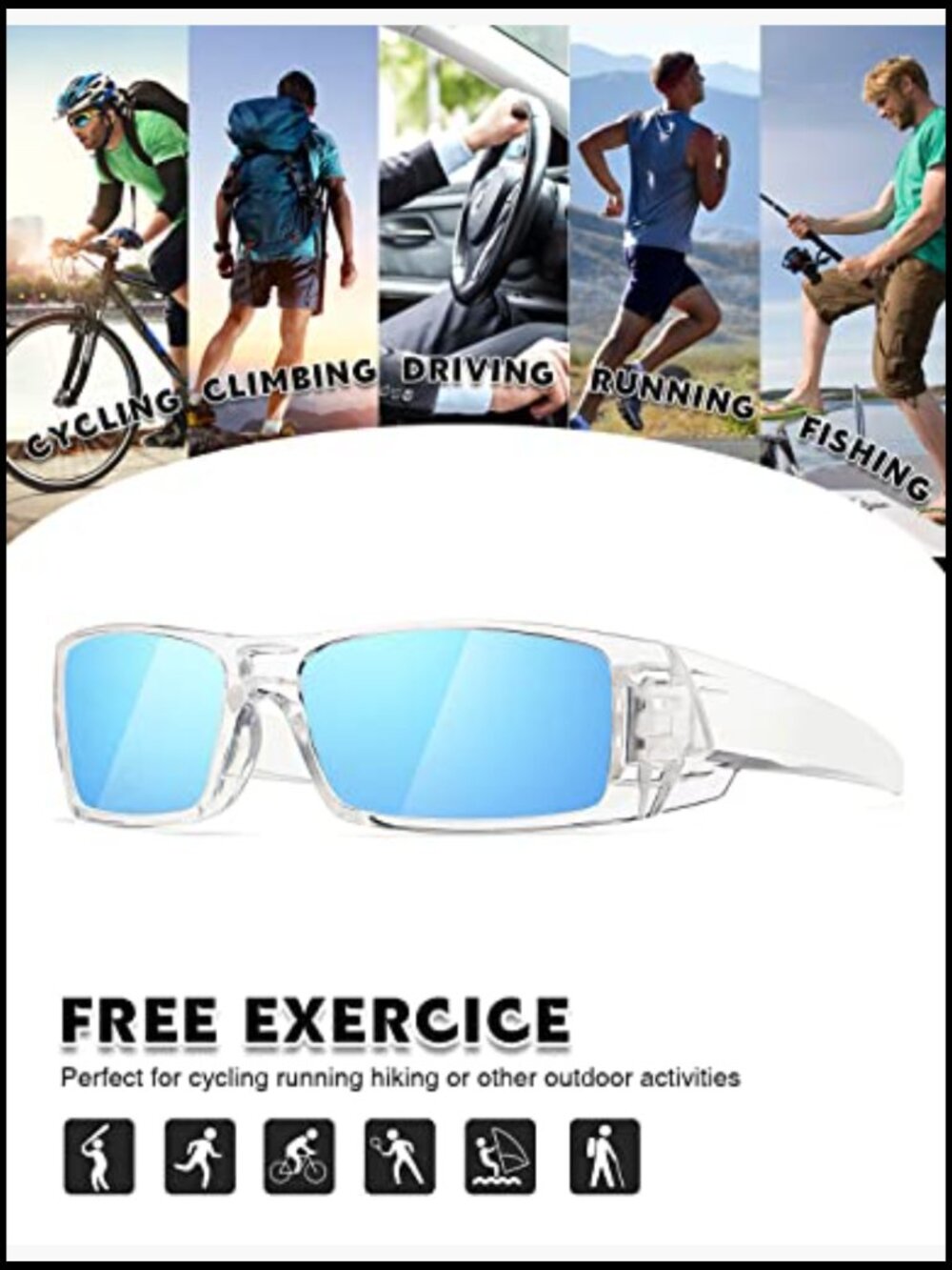 Polarized Wrap Around Sunglasses for Sports Driving Fishing - Picture 5 of 7